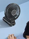 Umbrella Clip Fan Rechargeable Portable Handheld Fan for Home Office (Black)