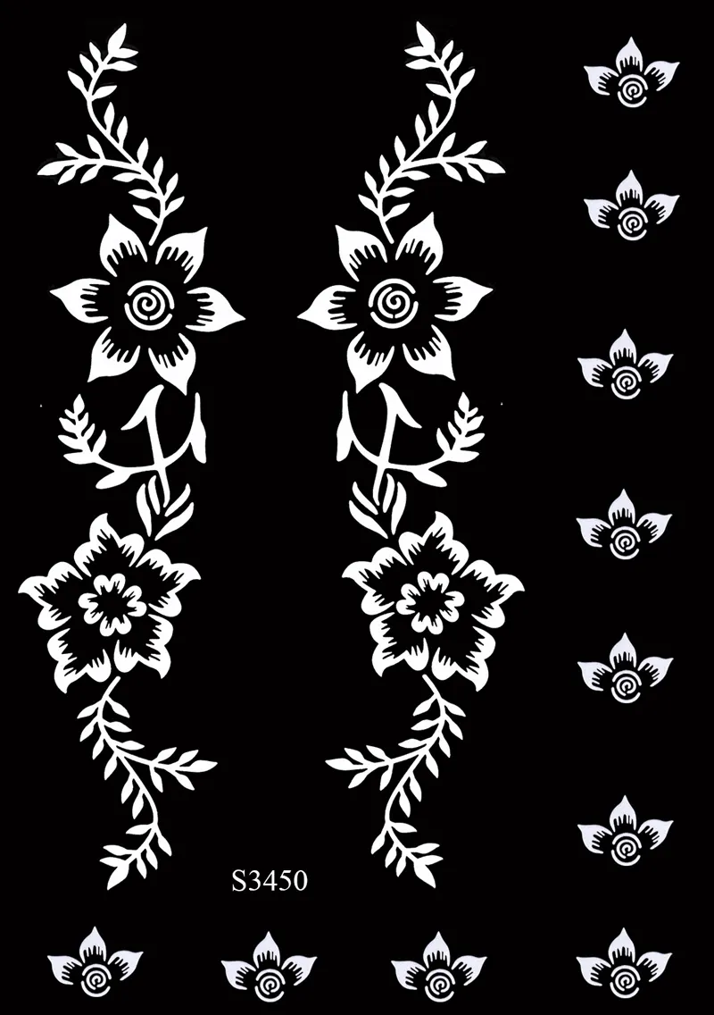 Sdrawing Tattoo Stencils Reusable Painting Stencil for Hand Body Art Flower Temporary Tattoo Template Sleeve Wedding Bride Beauty