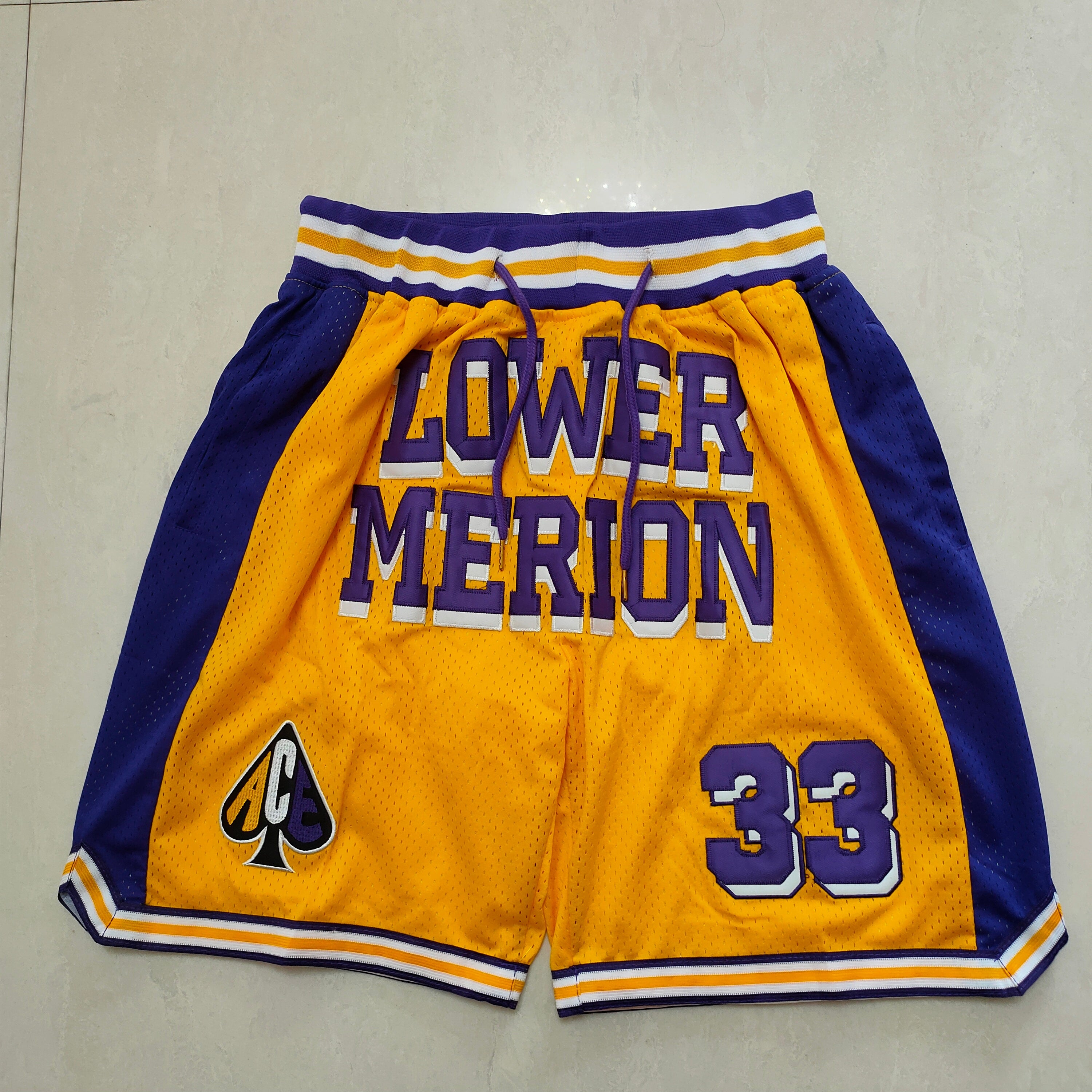 Los Angeles Lakers Kobe Bryant Yellow No. 33 Pocket Pants Shorts
