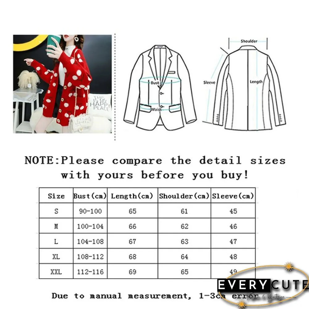 VANGULL Brand Women Fruit Printting Knitted Sweater Cardigans Single Breasted Long Sleeve Korean Style Loose Sweater Tops