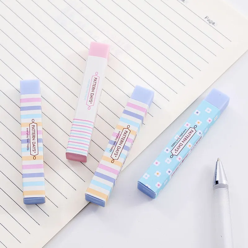1 Pcs Lytwtw's Cute Candy Color Striped Soft Erasers For Kids Rubber Toy Kawaii Stationery School Office Supply Creative Eraser