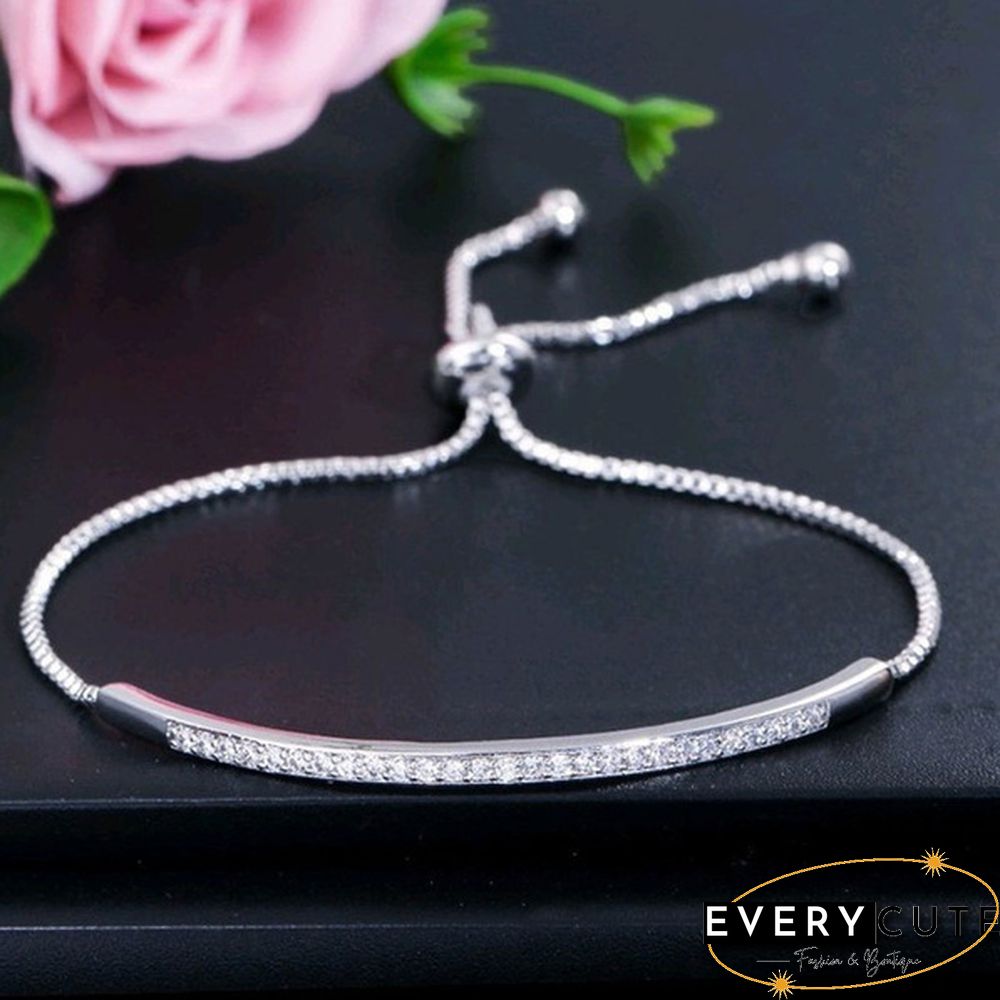 Luxury Women's Fashion Jewelry Accessories 925 Sterling Silver & Rose Gold & Gold Bracelets White sapphire Adjustable Chain Bracelet for Women Charm Anniversary Gift