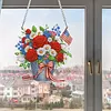 Independence Day Bouquet DIY Acrylic Diamond Painting Hanging Kit Special Shape Crystal Rhinestone Art Pendants Single Side Drill for Adults Gift Home Wall Or Window Decor