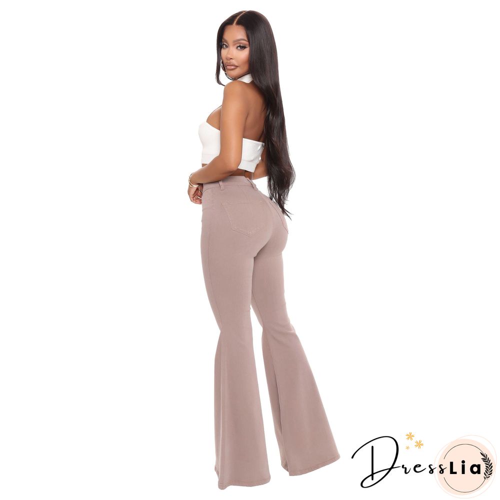 High Waist Stretch Plus Size Flare Jeans Pants