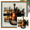 (Stamped/Counted) Guitar Landscape Silhouette-11CT/14CT Cross Stitch 40*40cm