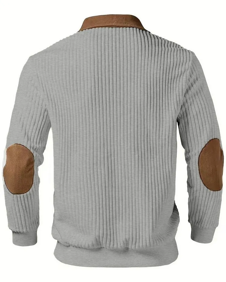 Color Block Pullover Sweater with Zipper Detail for Men