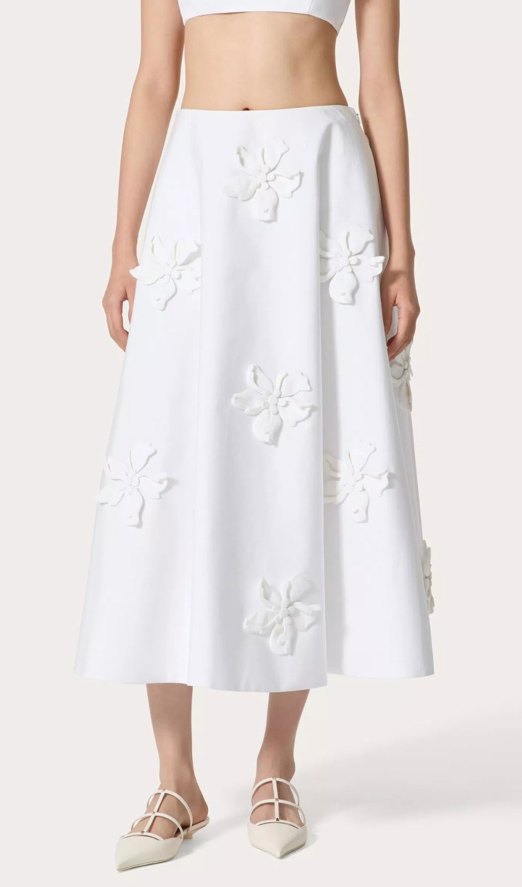 Fashionslee WomenAnnissa White Embroidered Midi Skirt