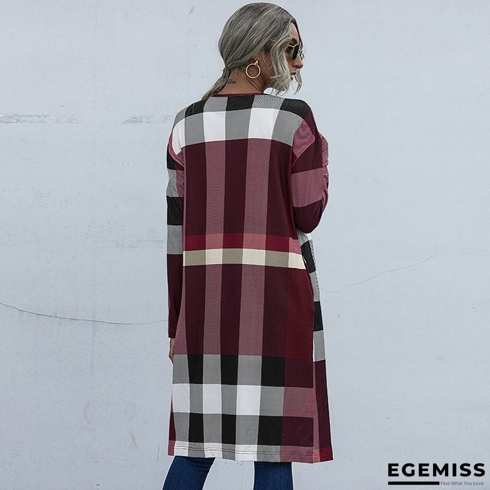 Autumn Women's Plaid Fashion Buttonless Straight Cardigan Coat Women | EGEMISS