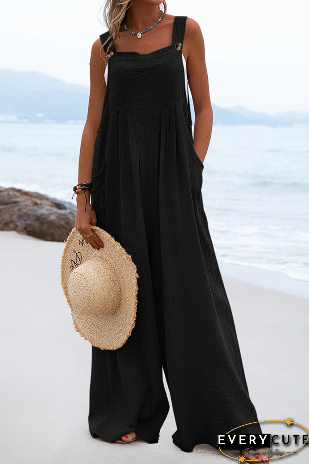 Casual Solid Split Joint Square Collar Loose Jumpsuits（7 Colors）