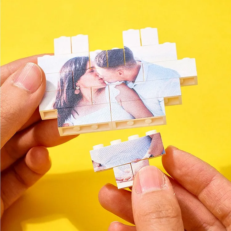 Custom  Code Building Brick Personalized Photo Block Heart Shape
