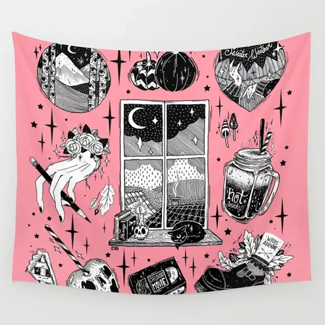 Tarot Tapestry Boho Tapestry Wall Hanging Moon Phase Magic Hand Tapestries Bedroom Decor Bedspread Cover Sun Moon Wall Decor