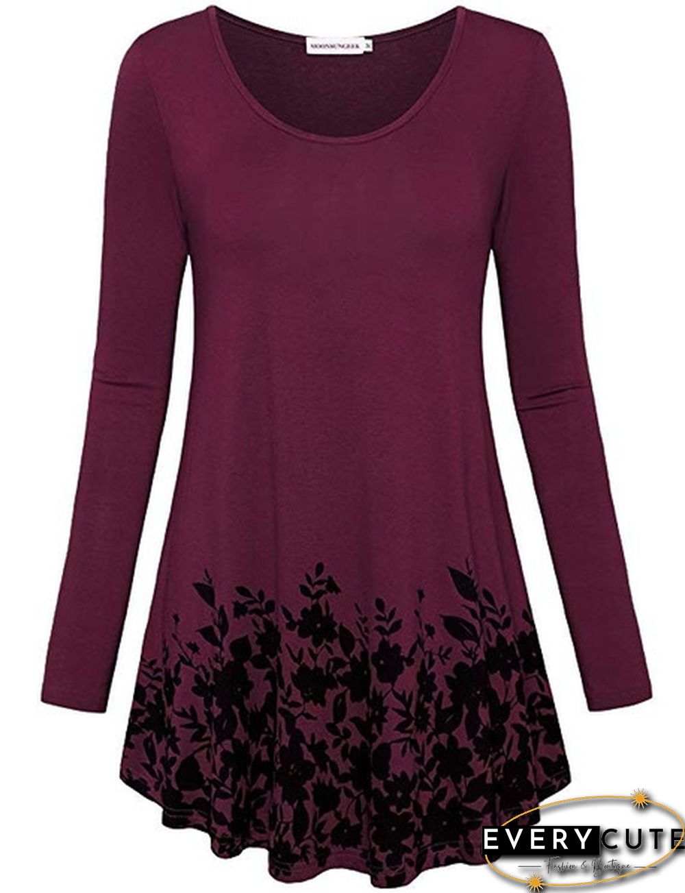 Women Autumn Fashion Floral Printed Tunics Women Basic Long Sleeve Casual Tops T-Shirt