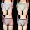 Silky texture men's ultra-thin transparent boxer ice silk underwear
