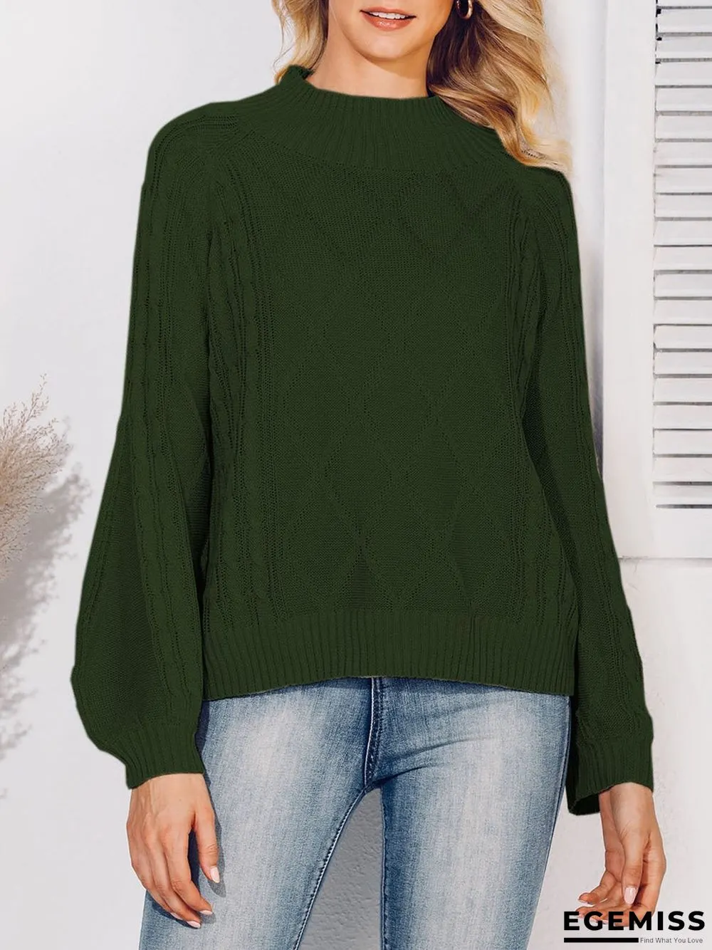 Balloon Sleeve Solid Sweater | EGEMISS
