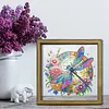 Diamond Painting Wooden Double-Sided Dragonfly and Flowers Ornaments Kit with Photo Frame Desktop