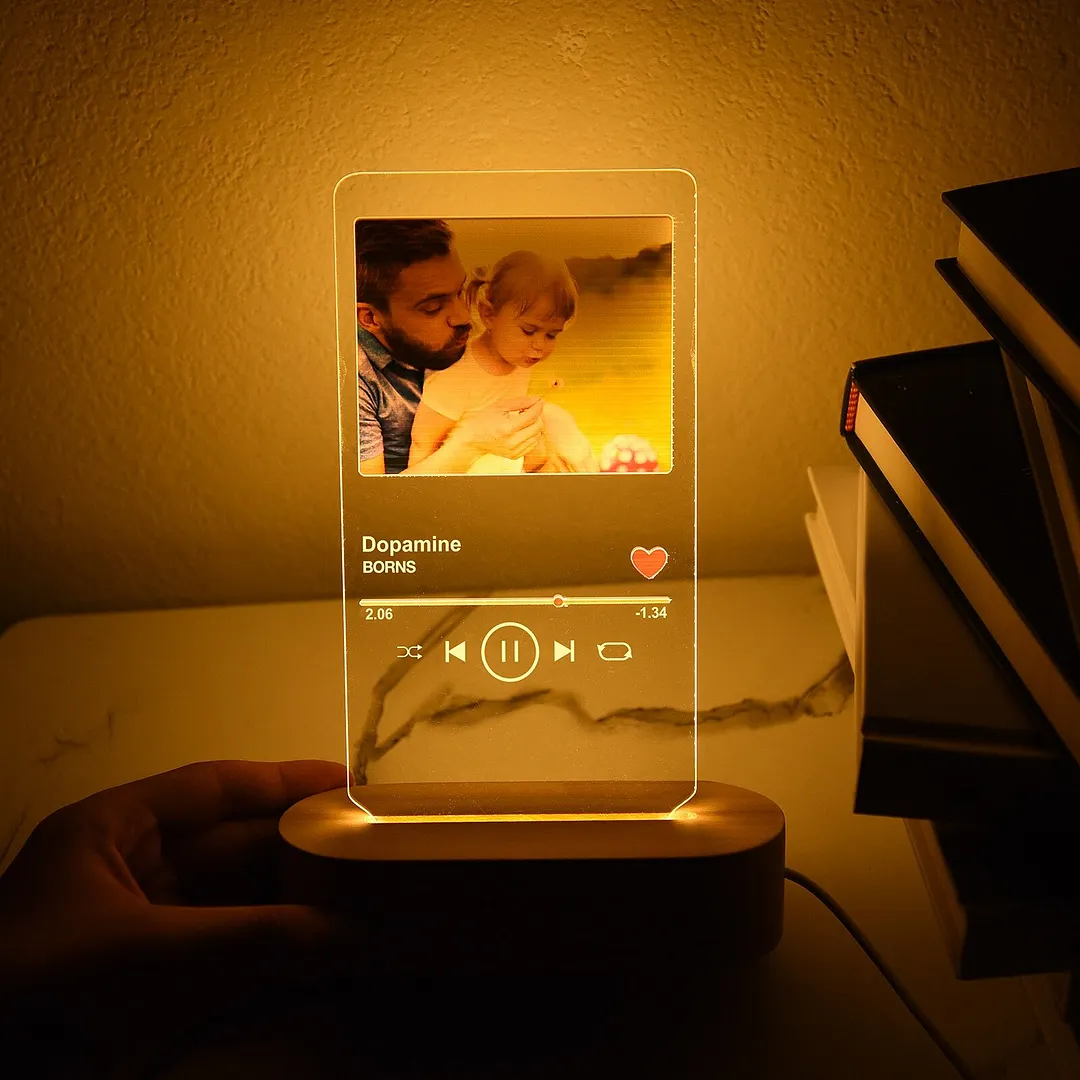 Customized Photo Frame USB Creative Wooden Base With Led Light Living Room Bedroom Decoration Custom Text Photo