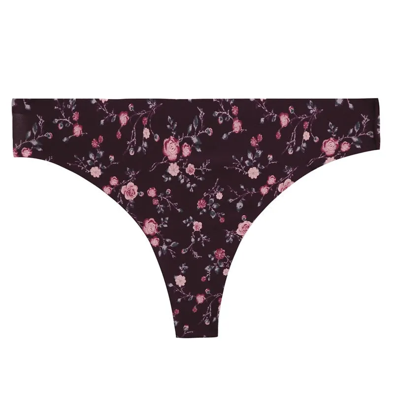 FINETOO Women Thongs Floral Printing Panties for Female Underwear Nylon Seamless Underwear  Panty Sexy Flower G-string Lingerie