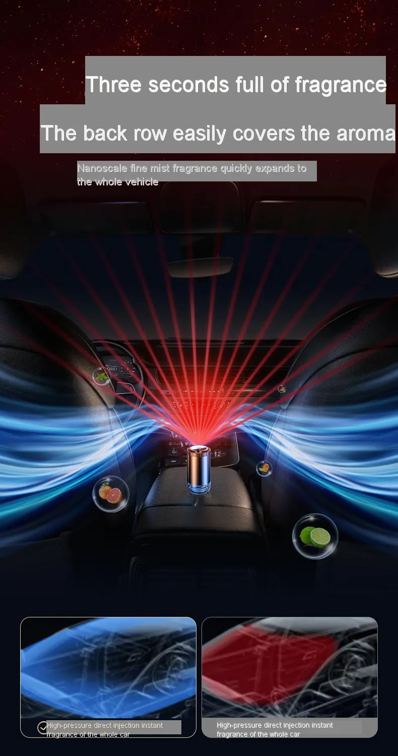 Smart car air freshener, automatic induction atomization, adjustable concentration, USB charging, customized car logo