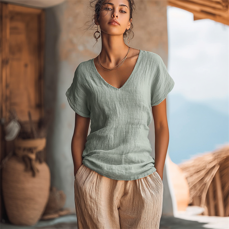 Vintage Solid Color Breathable Linen Shirt elevenforest