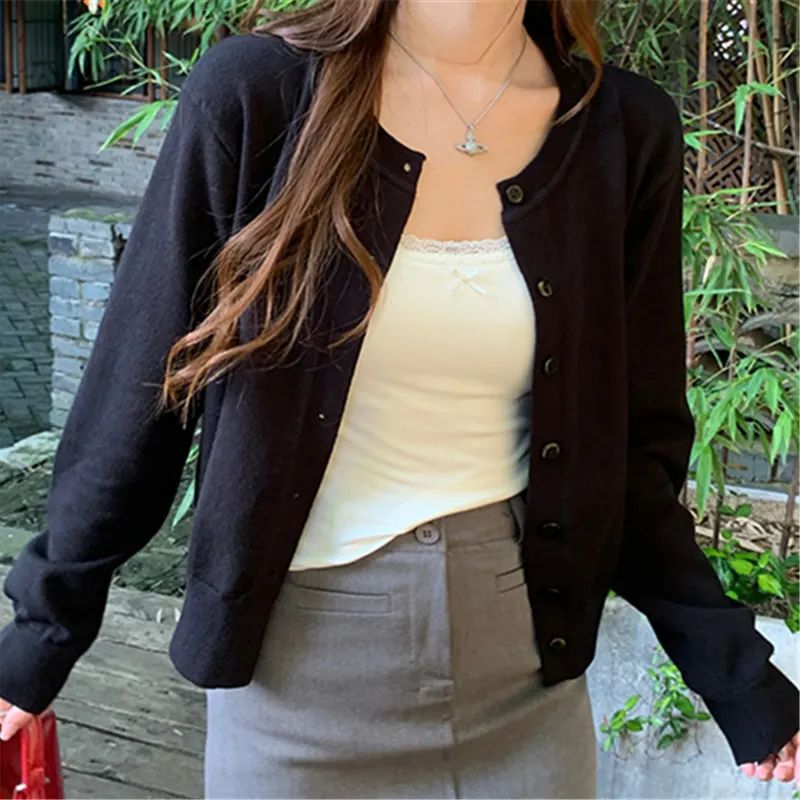 Brownm Brownm Cardigan Women 2025 Early Spring New Coat Yellow Coat Autumn High-End Small Sweater