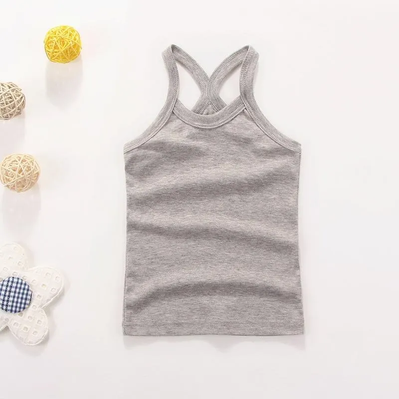 2-11Y Girls Casual Vest Children Summer Clothing Kids Baby Boy Sleeveless Tops Solid Color T-shirt Tees Outfit Toddler Girl Top