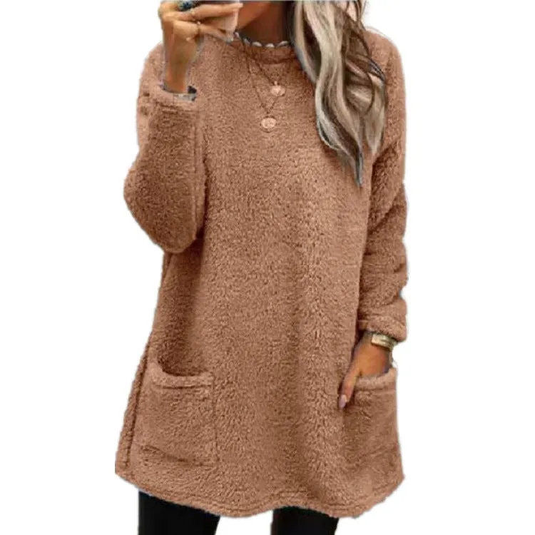 Brownm Long Sleeve Pocket Fleece Sweatshirt T-shirt Sweaters