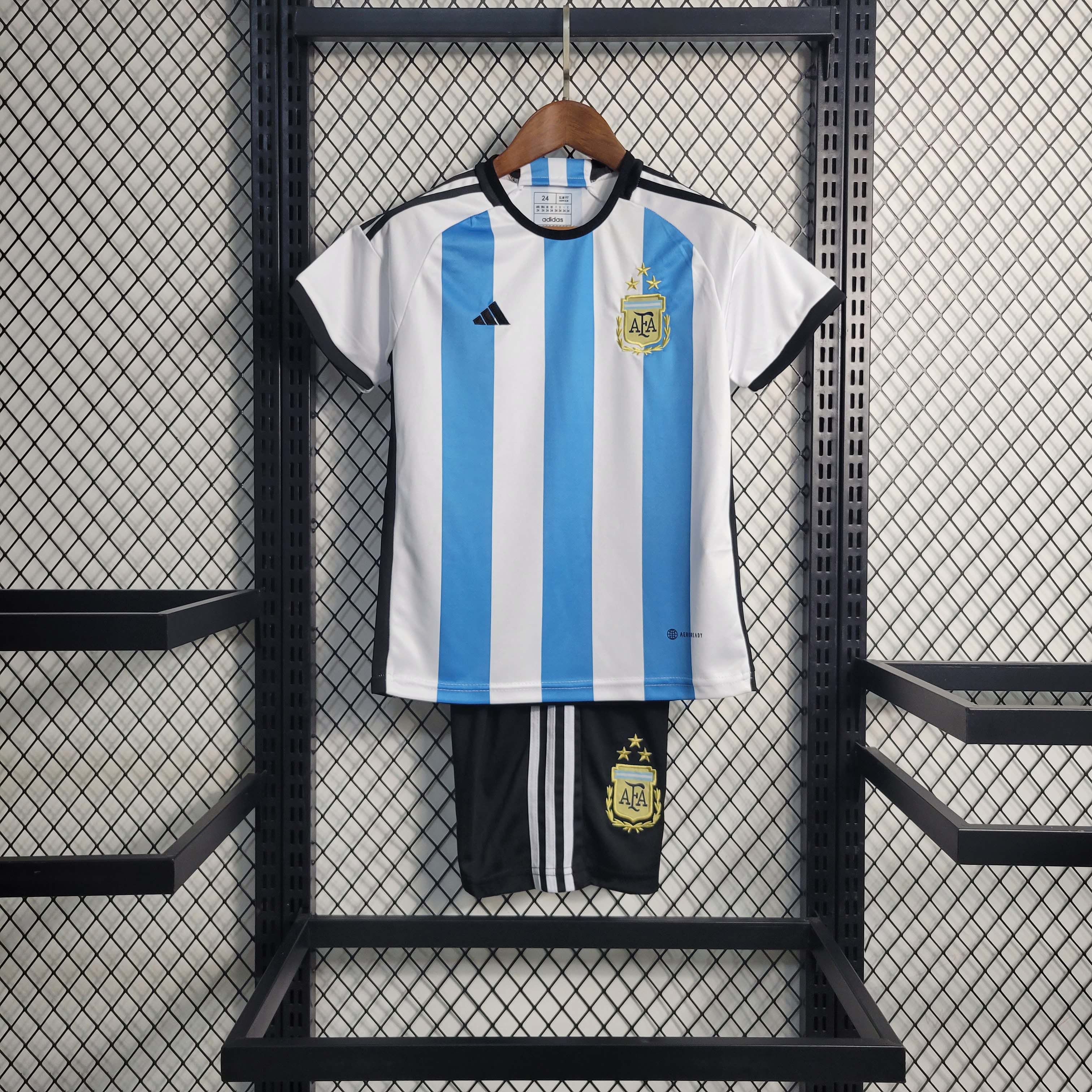 2022 kids Argentina home 3-starFootball Shirt 1:1 Thai Quality