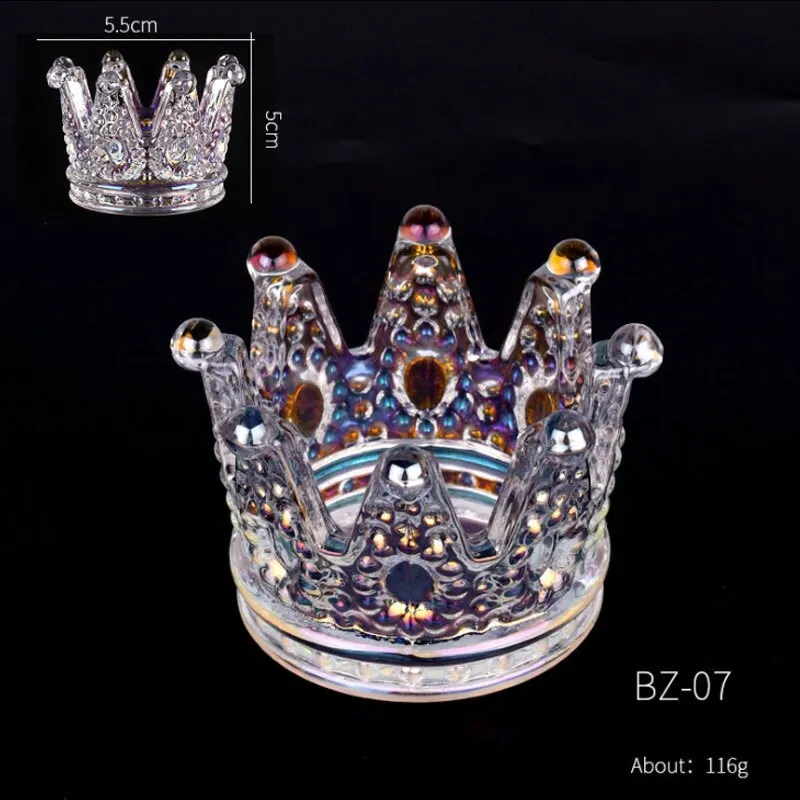 Nail Clear Crystal Glass Bowl Crown Molding Acrylic Powder Container Nail Manicure Color Palette Nail Salon Professional Tools