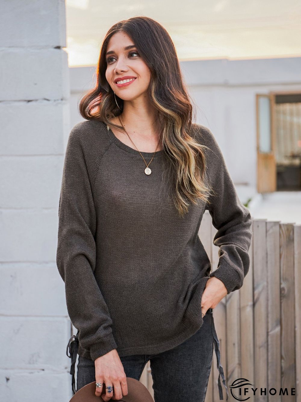 Holiday Long Sleeve Plain Crew Neck T-shirt | IFYHOME