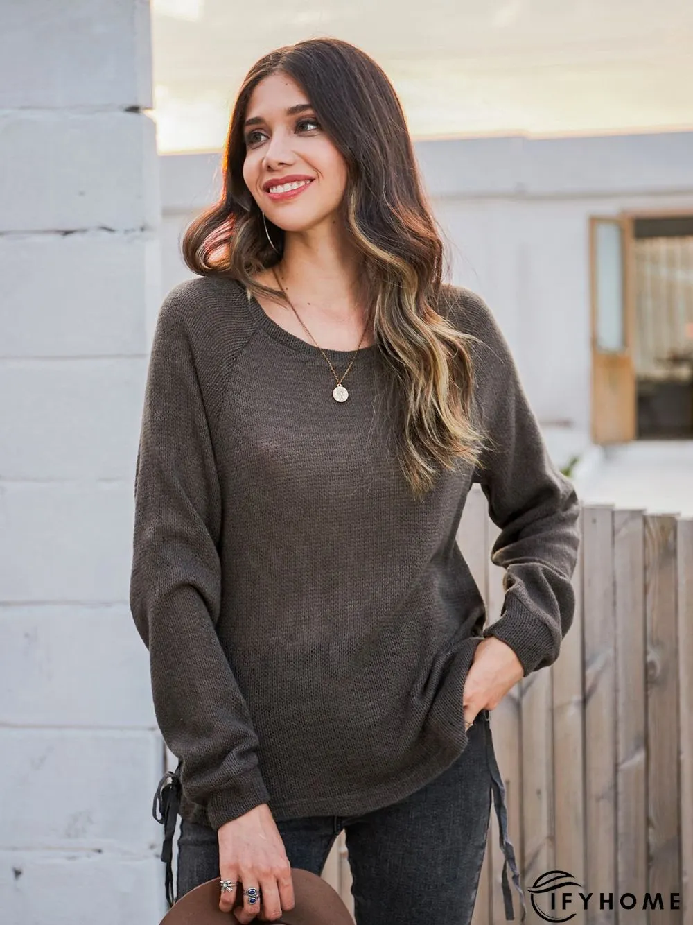 Holiday Long Sleeve Plain Crew Neck T-shirt | IFYHOME