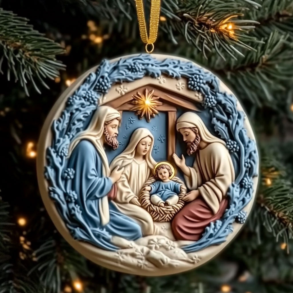 Christian Silent Night WN1610041CL Personalized Christmas Ornament