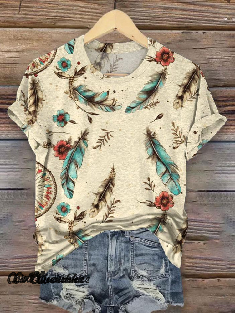 Vintage Western Print T-Shirt Multicolor / S