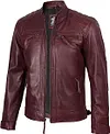 🛒fjackets Męskie kurtki sk&oacute;rzane z prawdziwej sk&oacute;ry jagnięcej &ndash; pikowana kurtka sk&oacute;rzana męska w stylu motocyklowym (Cafe Racer), zapinana na zamek