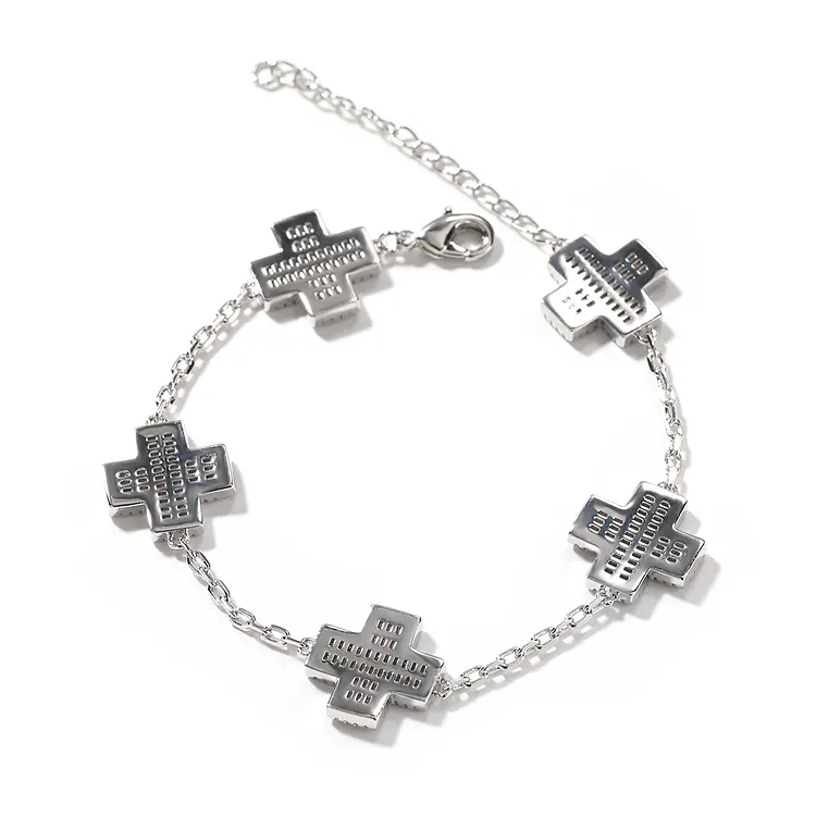 Iced Cross 5 Flowers Bracelets Hip Hop Lantern Chains For Women