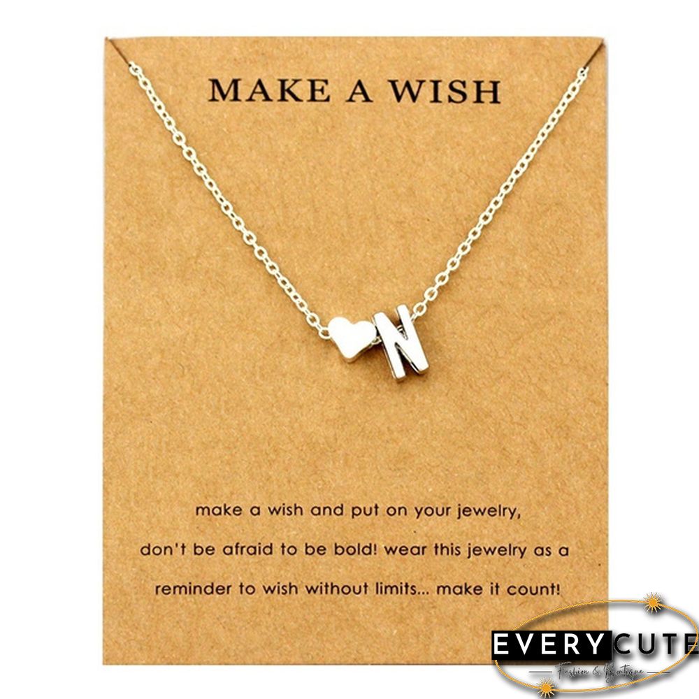 Fashion 26 Letters Sweater Chain Necklace Tiny Love Heart Pendants for Women Collier Lovers Gift Choker Necklace Pendant Gifts Jewelry Friendship Gifts