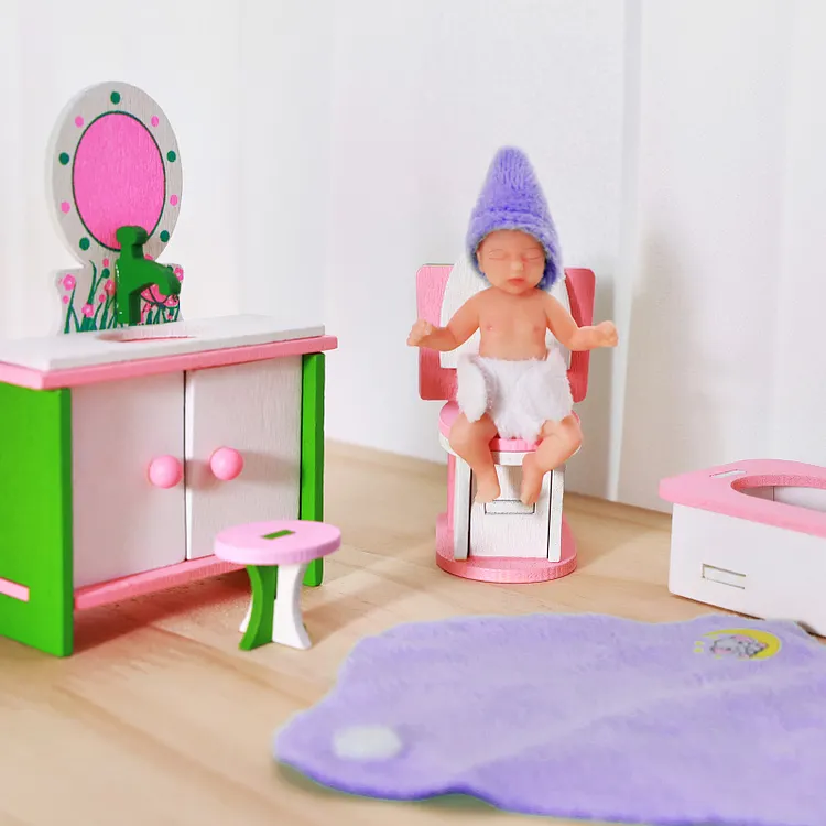 Babeside Aurora 3" Mini Full Silicone Sleeping Reborn Baby Unisex with Bathroom Playset Accessories