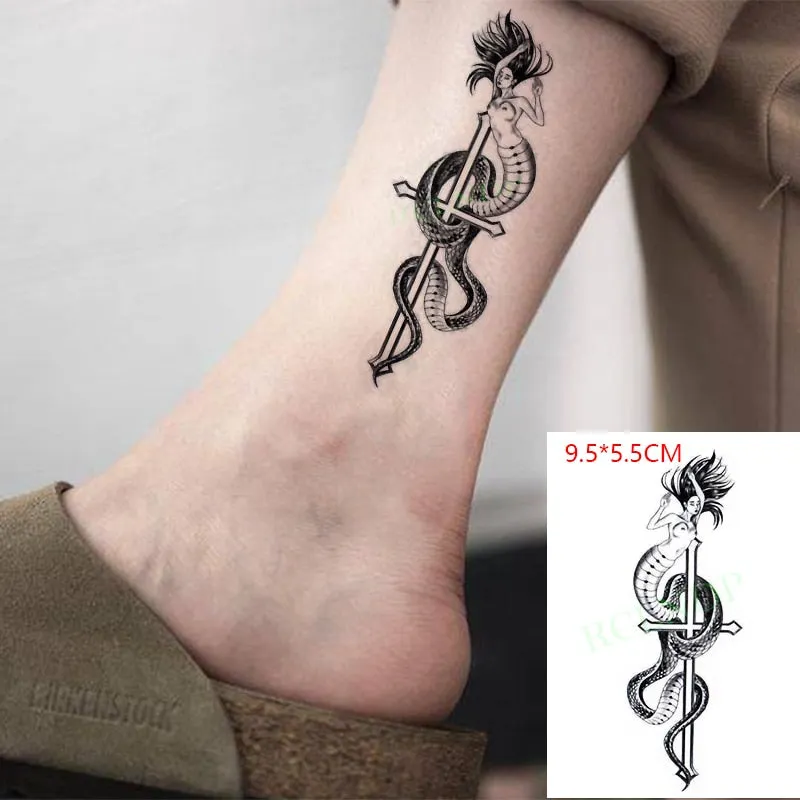 Waterproof Temporary Tattoo Sticker Neck Black Word Angel Devil Bull Cross English Letters Flash Tatoo Fake Tatto for Woman Men