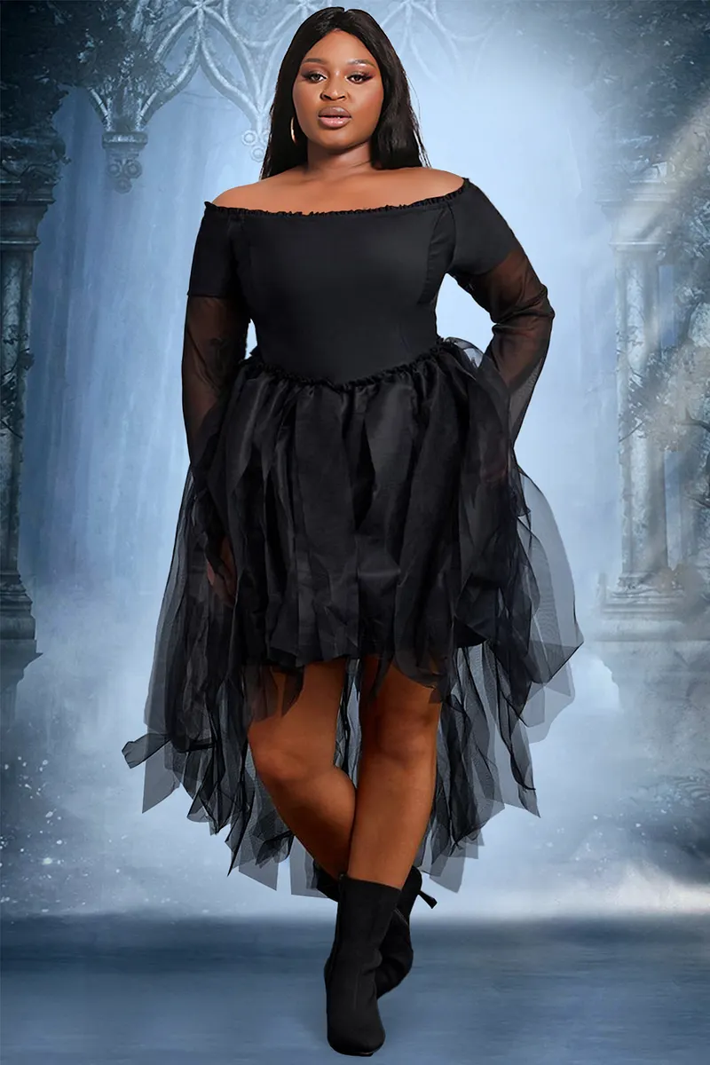 black valentina ruffled long sleeve midi dress Salvatore Long Sleeve Midi Dress