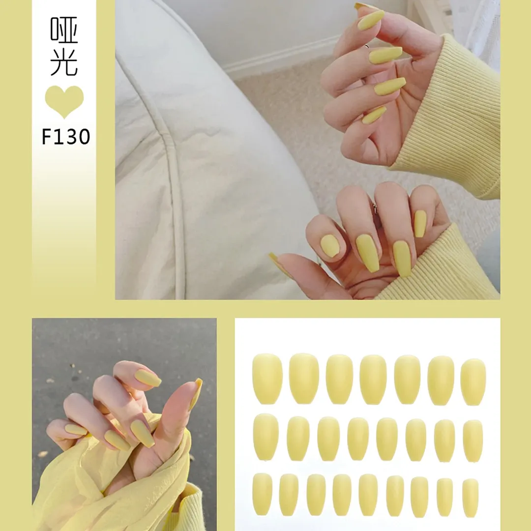Nail Art Fake Nails Stiletto Tips Clear Press on Long False with Glue Coffin Stick Display Full Cover Artificial Designs Matte
