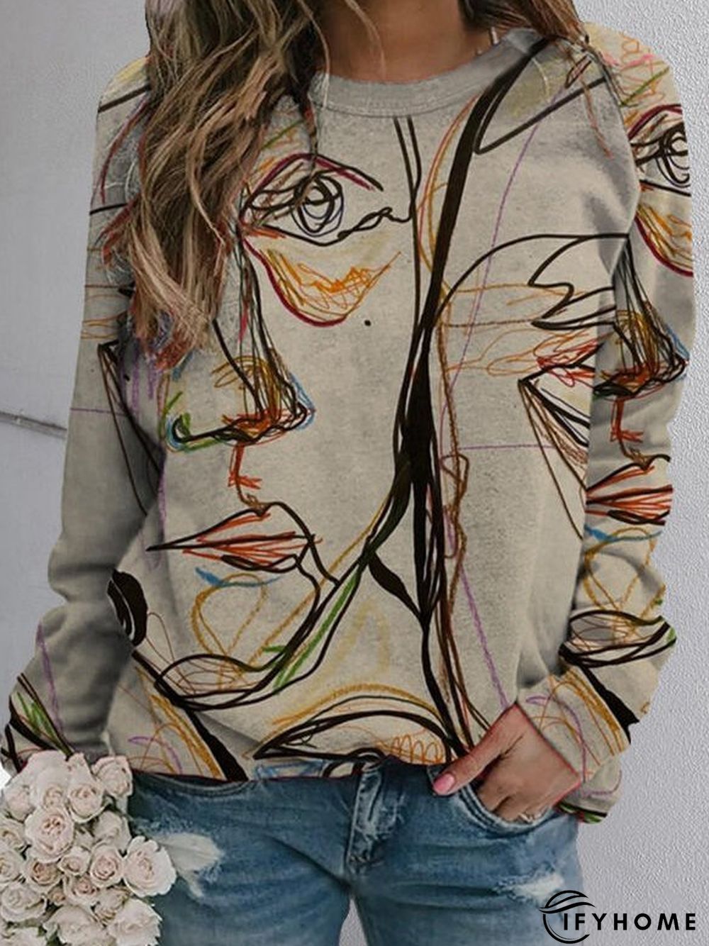 Long Sleeve Abstract Sweatshirt | IFYHOME