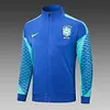 2024 Brazil Long Zip Jacket Blue Football Jersey 1:1 Thailand Quality