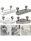 Glacier Pattern Transparent Shower Storage Rack Punch-Free Suction Cup Shelf