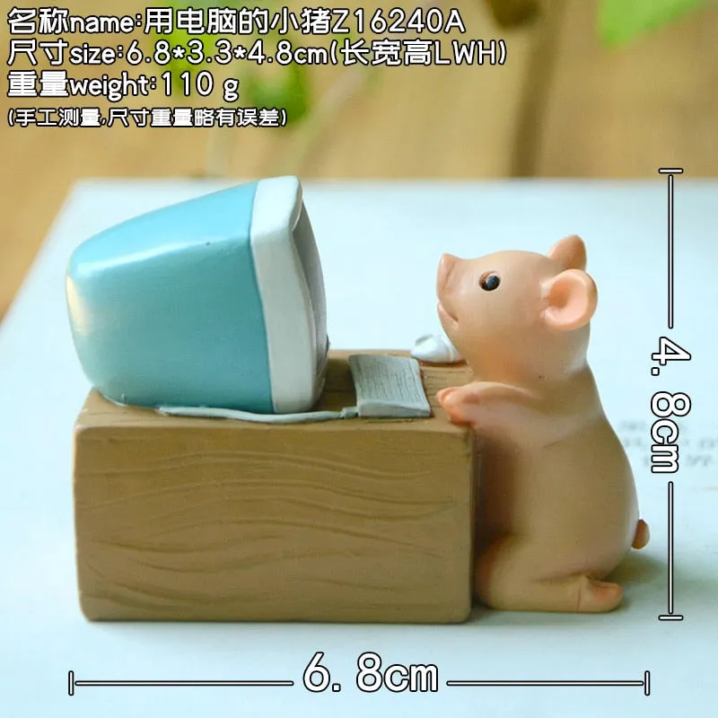 Creative Lovely Pig Animal Doll Office Decoration Room Desktop Home Decor Ornaments Cartoon Animal Figurine Birthday Gifts