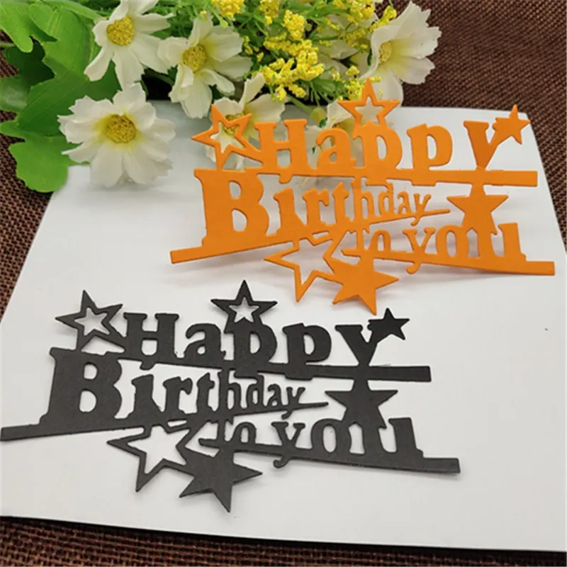 happy Birthday decoration Metal Cutting Dies Craft Stamps die Cut Embossing Card Make Stencil Frame Art Cutte