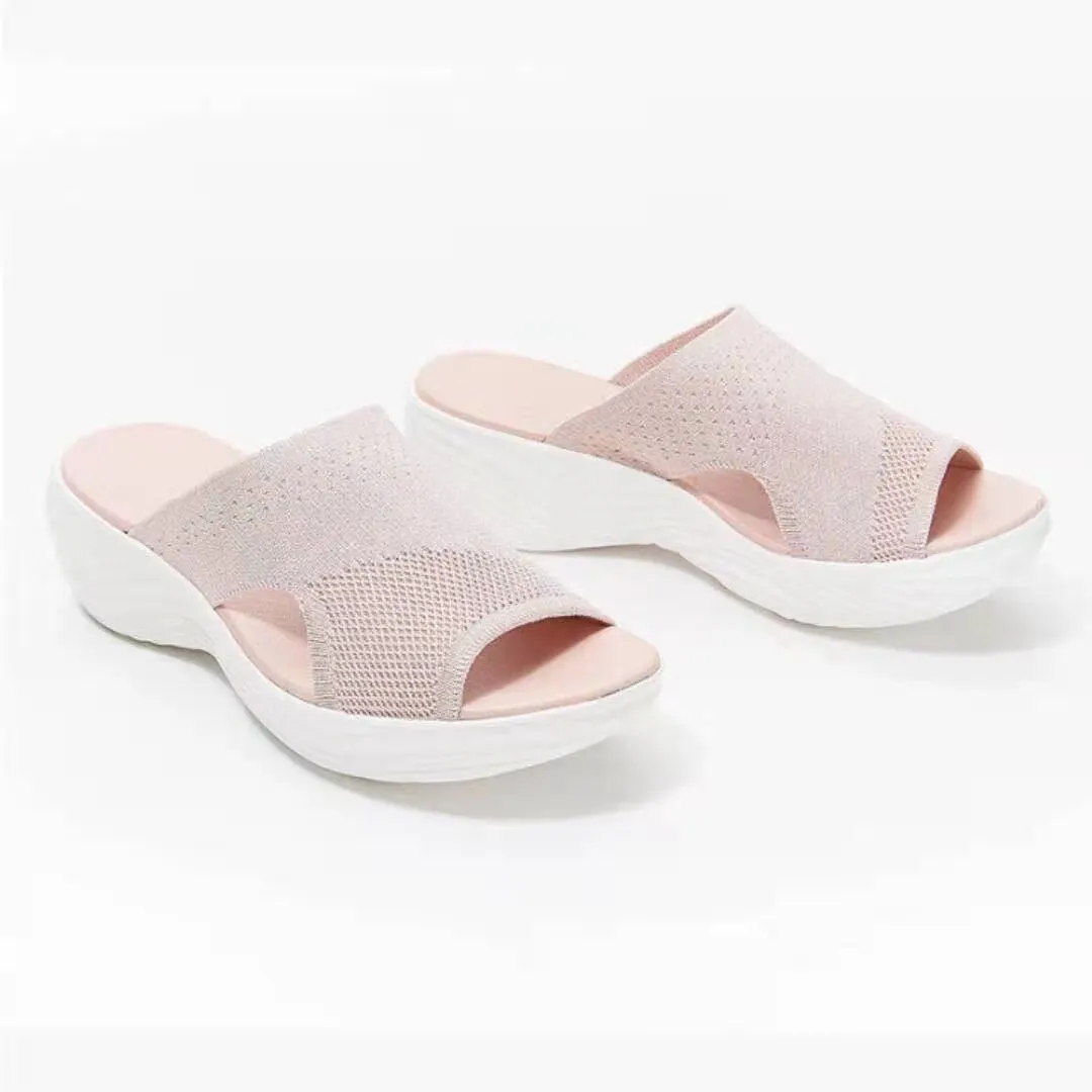 Platform Women's Slippers Stretch Cross Orthotic Slide Sandals Women Open Toe Beach Slip on Comfort and Support Summer Slipper