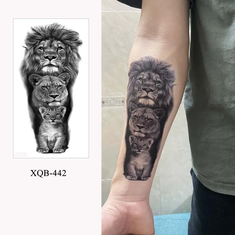 Sdrawing Forest Animal Temporary Tattoos for Men Wolf Tattoo Stickers Tiger Skull Skeleton Fake Tattoo for Women Arm Sleave