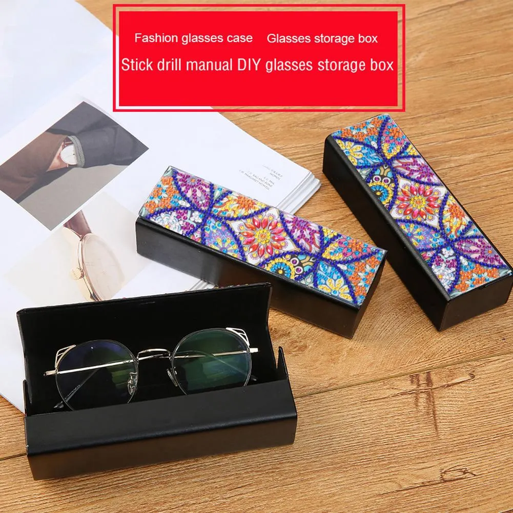 DIY Diamond Painting Sunglasses Case Portable Leather Glasses Storage Box