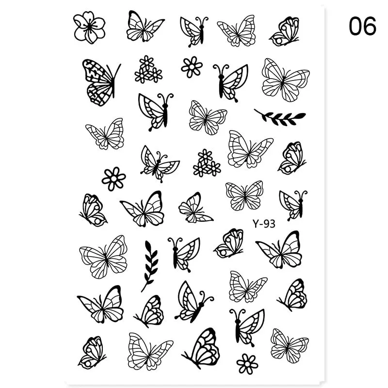 2021 Hot 3D Nail Art Stickers Butterfly Pattern Transfer Sticker Decals Self Adhensive Slider Decoration Nail DIY Design