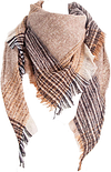 Women's Warm Woollen Scarf Triangle Shawls Winter Scarves Stripe Plaid Scarf