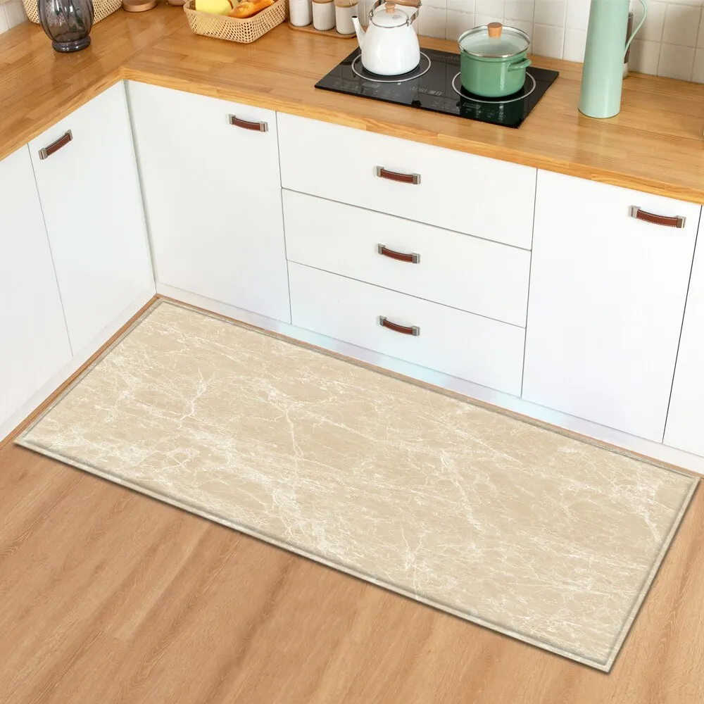 Kitchen Mat Home Entrance Doormat Living Room Bedroom Floor Decoration Long Carpet Marble Pattern Hallway Bathroom Anti-Slip Rug
